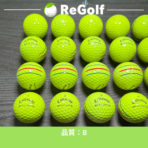 【中古】 【送料無料】 ロストボール キャロウェイ ERC SOFT トリプルトラック イエロー 2023年モデル 20球 Bランク ゴルフボール リゴルフ